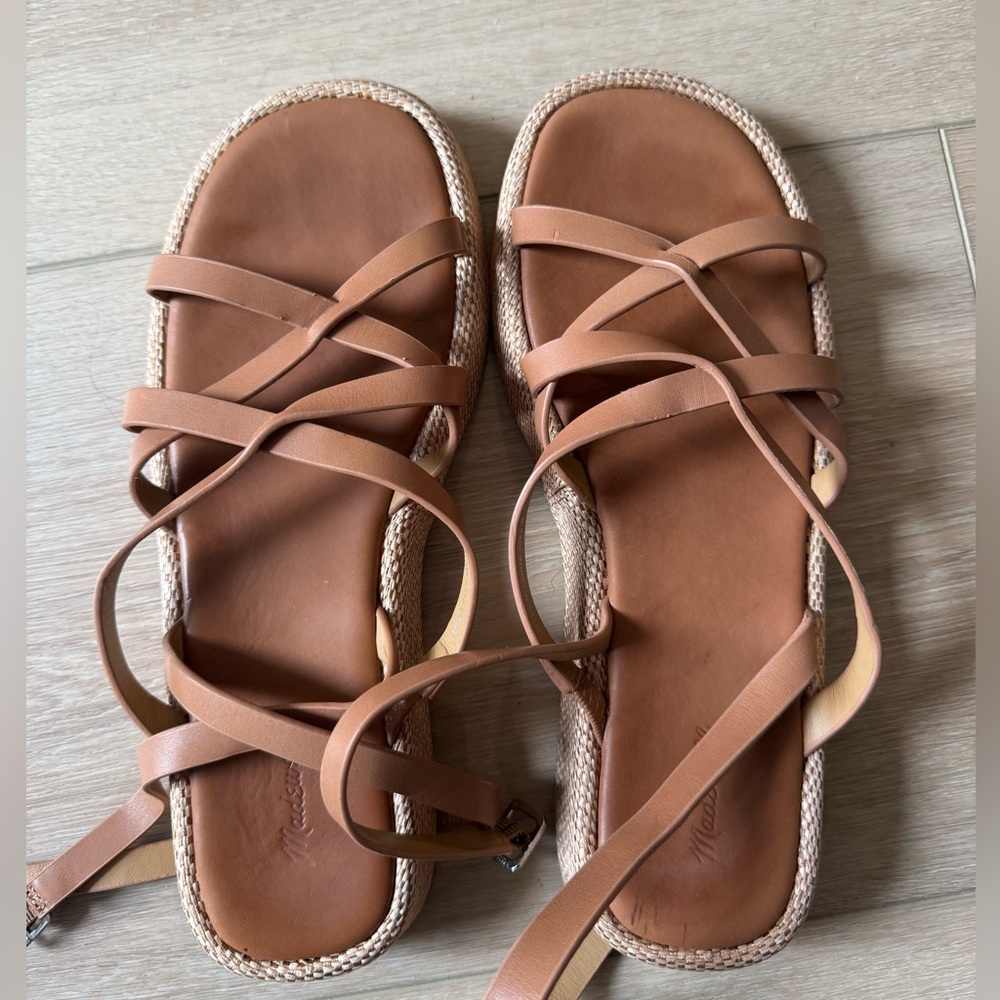 Madewell Sabina Raffia Leather Sandals Sz 8
